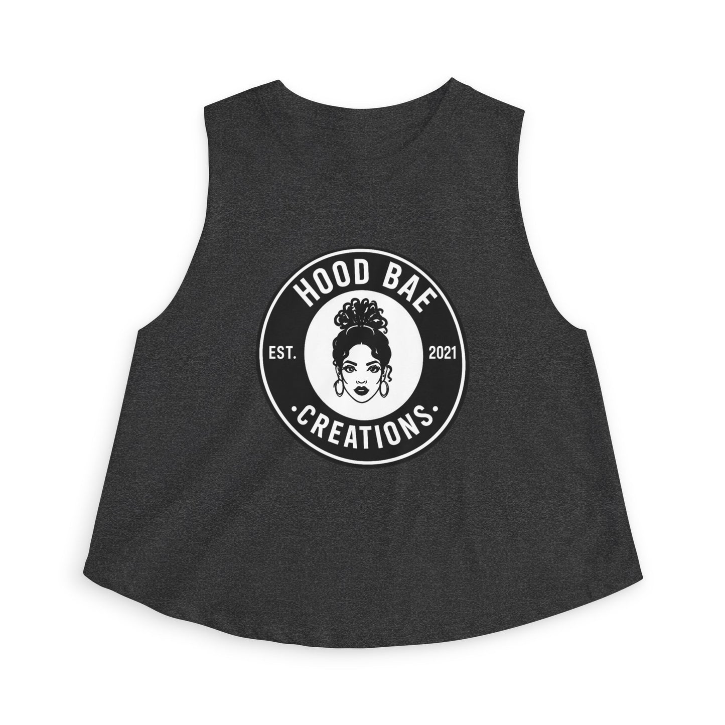 HoodBae Creations Crop Top — Women's Logo Tank, Afro Chic Graphic Top