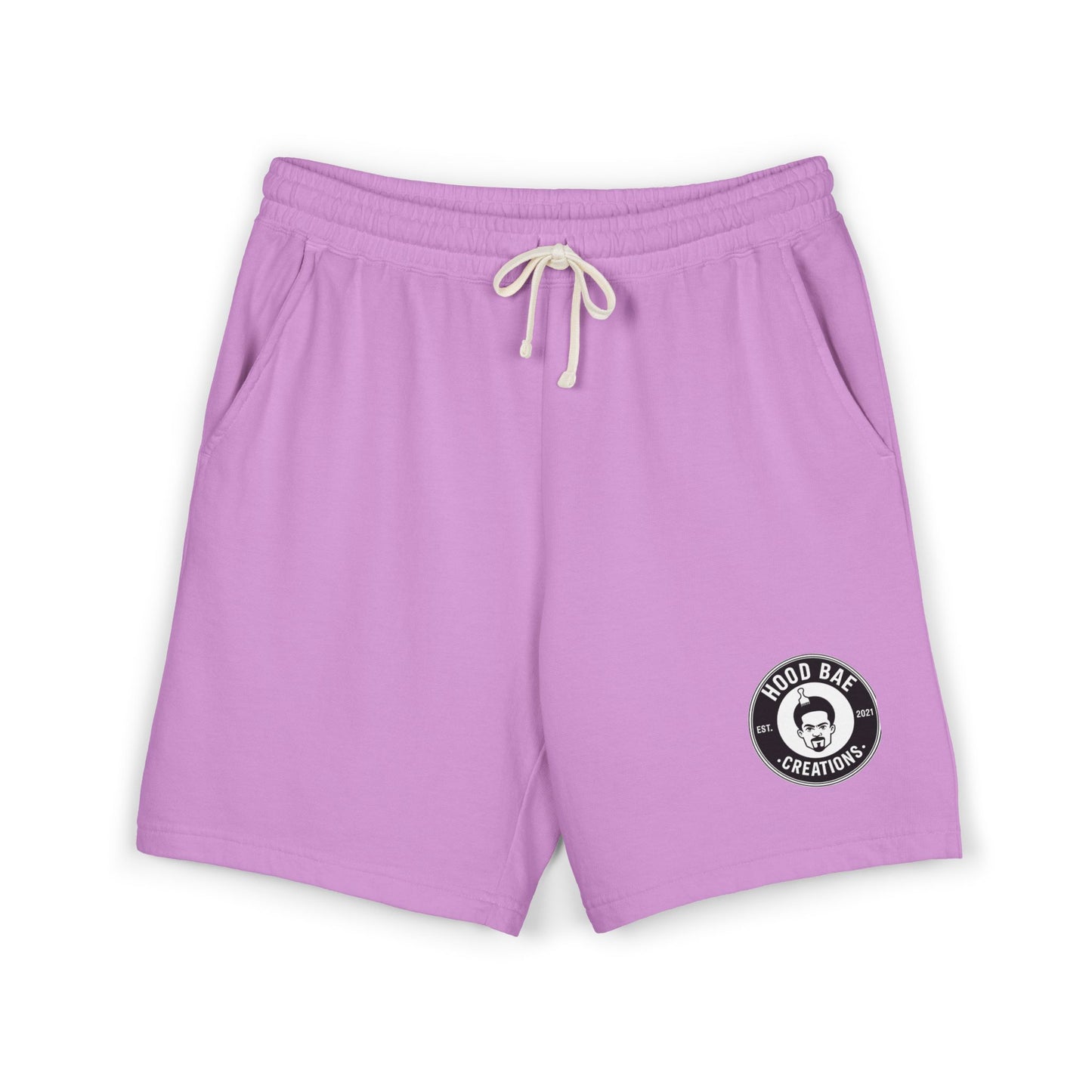 Hoodbae Fleece Sweat Shorts — Lightweight Garment-Dyed Lounge Shorts with Small with Logo