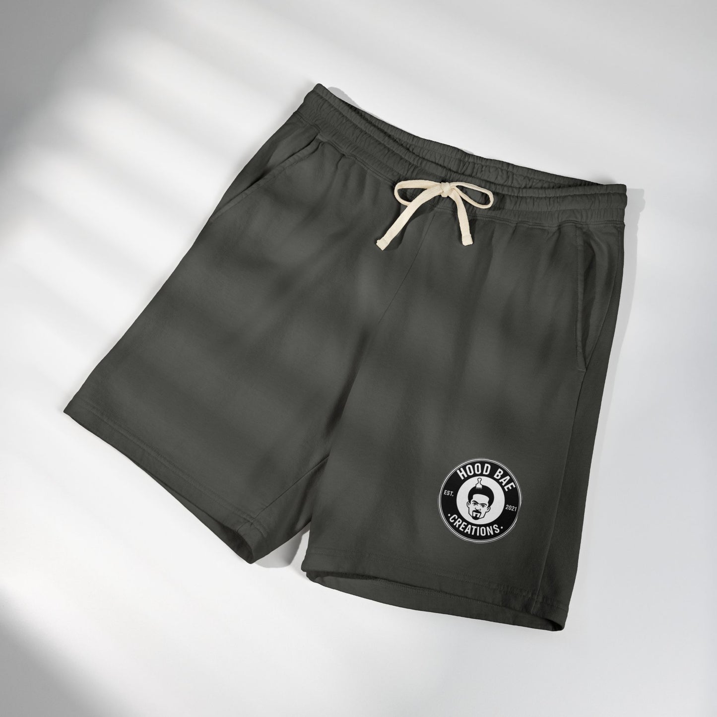 Hoodbae Fleece Sweat Shorts — Lightweight Garment-Dyed Lounge Shorts with Small with Logo