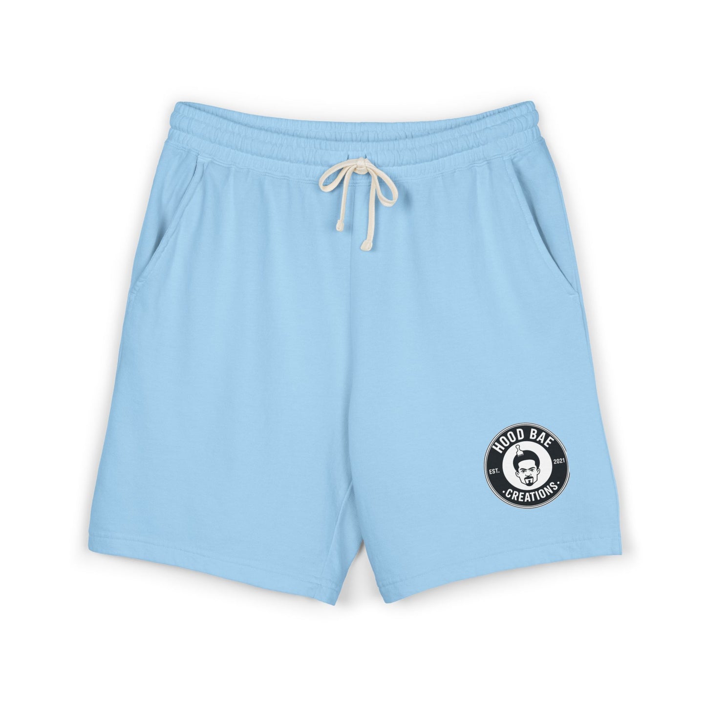 Hoodbae Fleece Sweat Shorts — Lightweight Garment-Dyed Lounge Shorts with Small with Logo