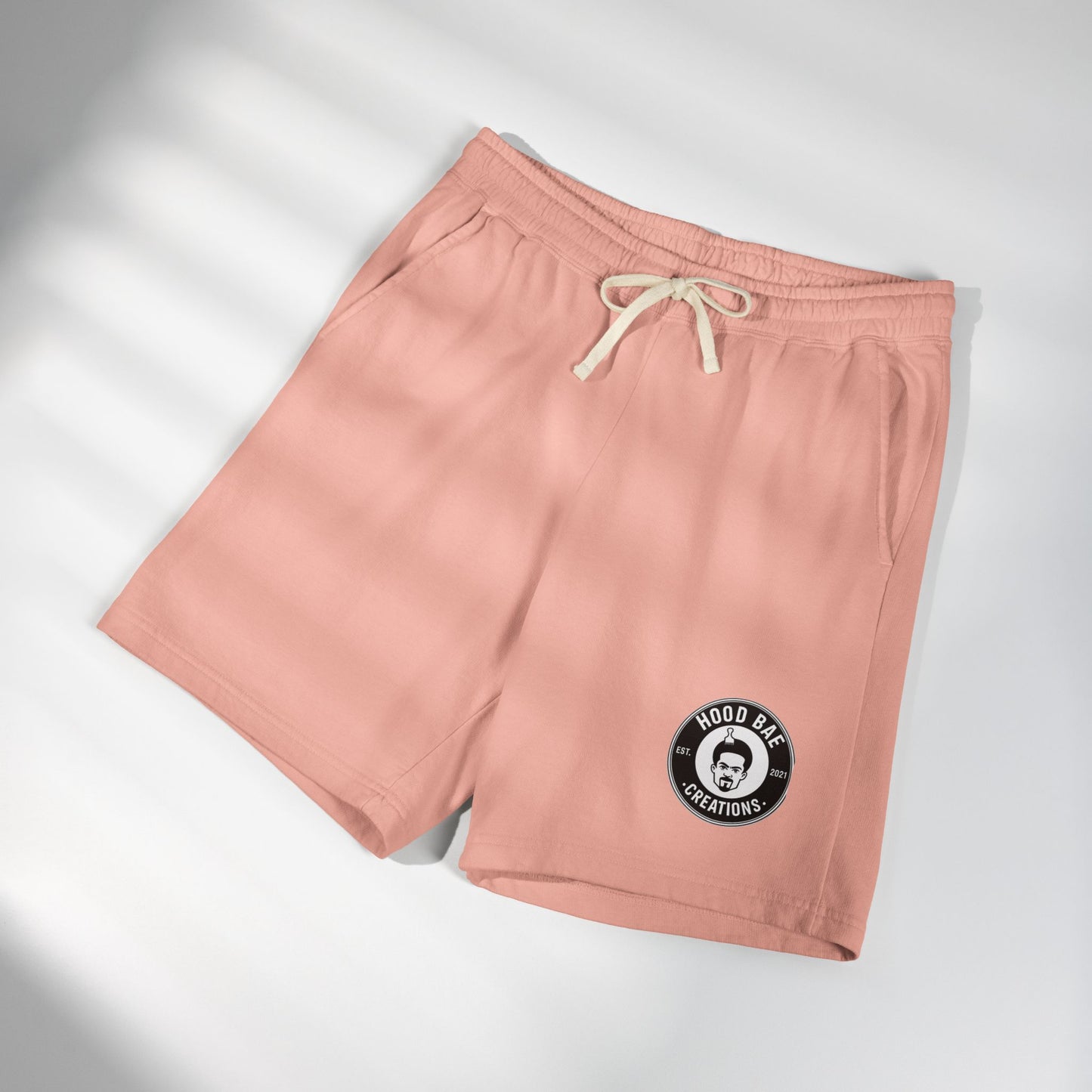 Hoodbae Fleece Sweat Shorts — Lightweight Garment-Dyed Lounge Shorts with Small with Logo