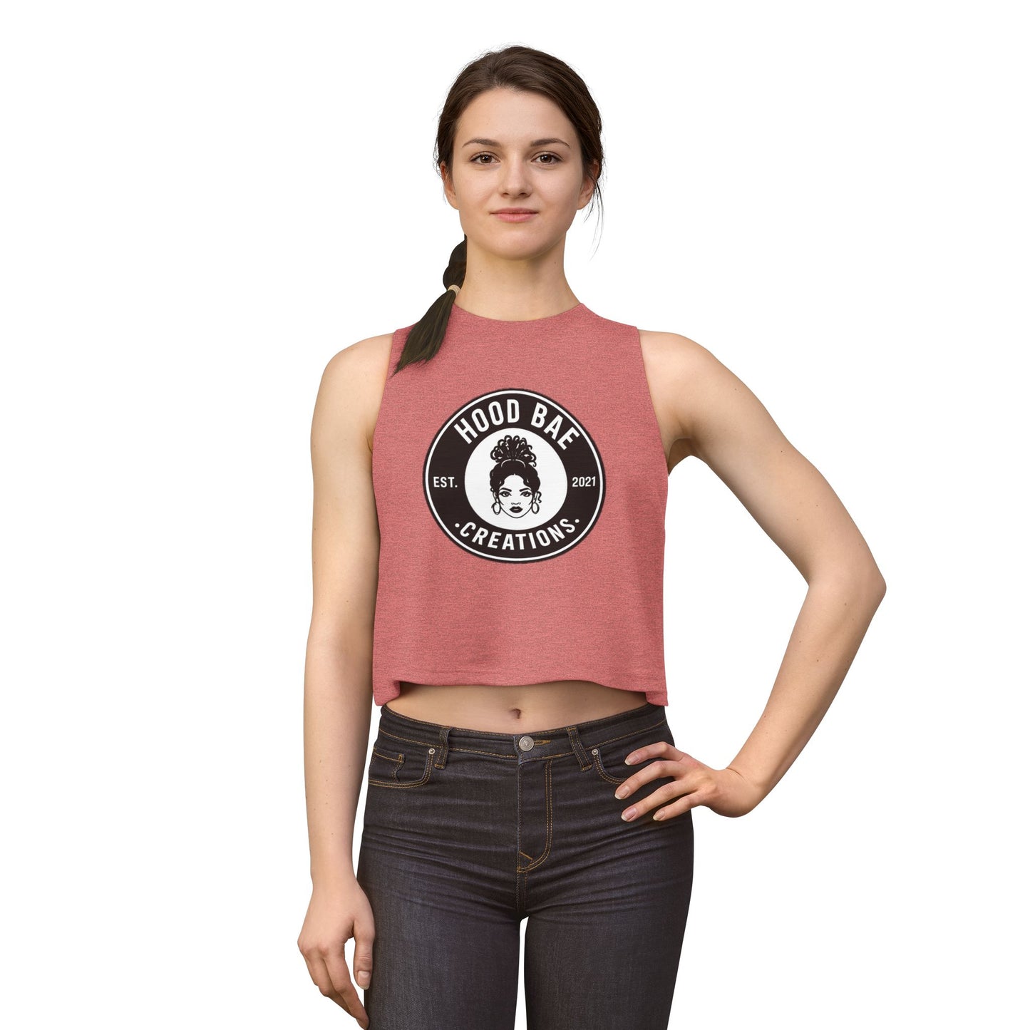 HoodBae Creations Crop Top — Women's Logo Tank, Afro Chic Graphic Top