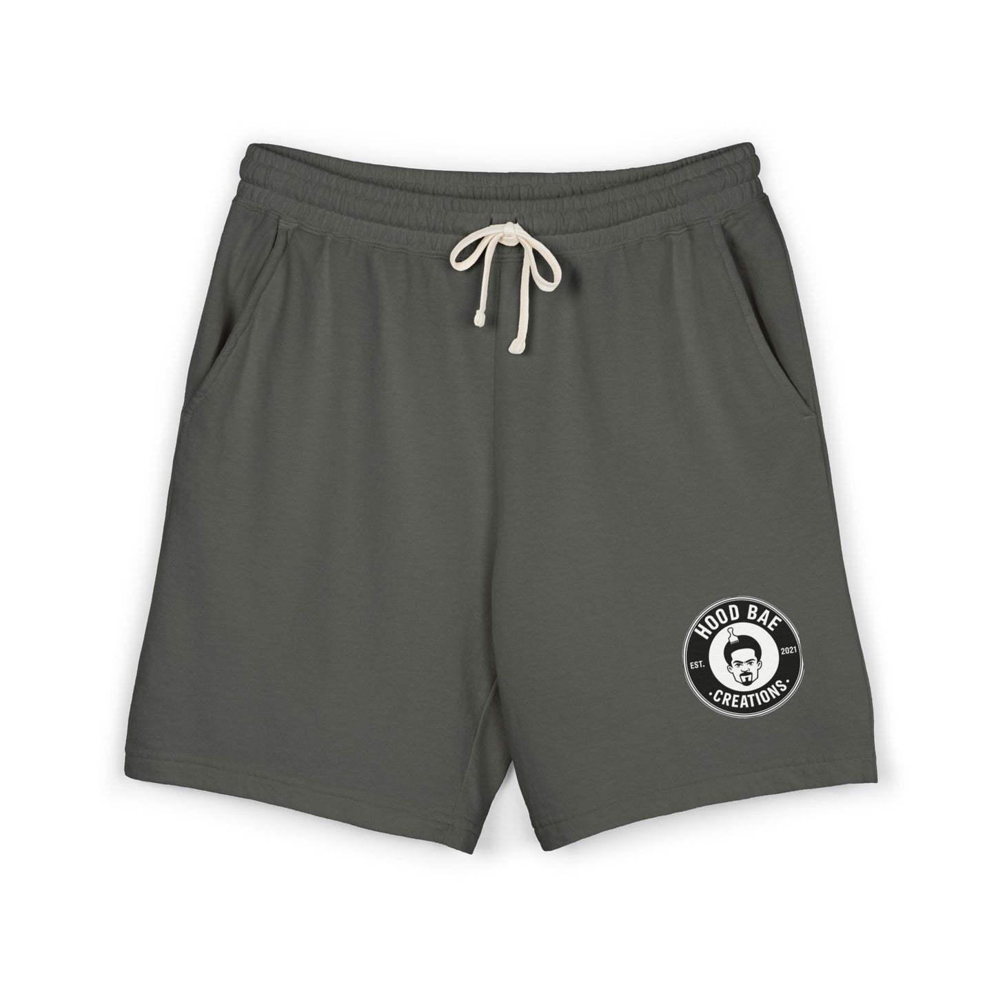 Hoodbae Fleece Sweat Shorts — Lightweight Garment-Dyed Lounge Shorts with Small with Logo
