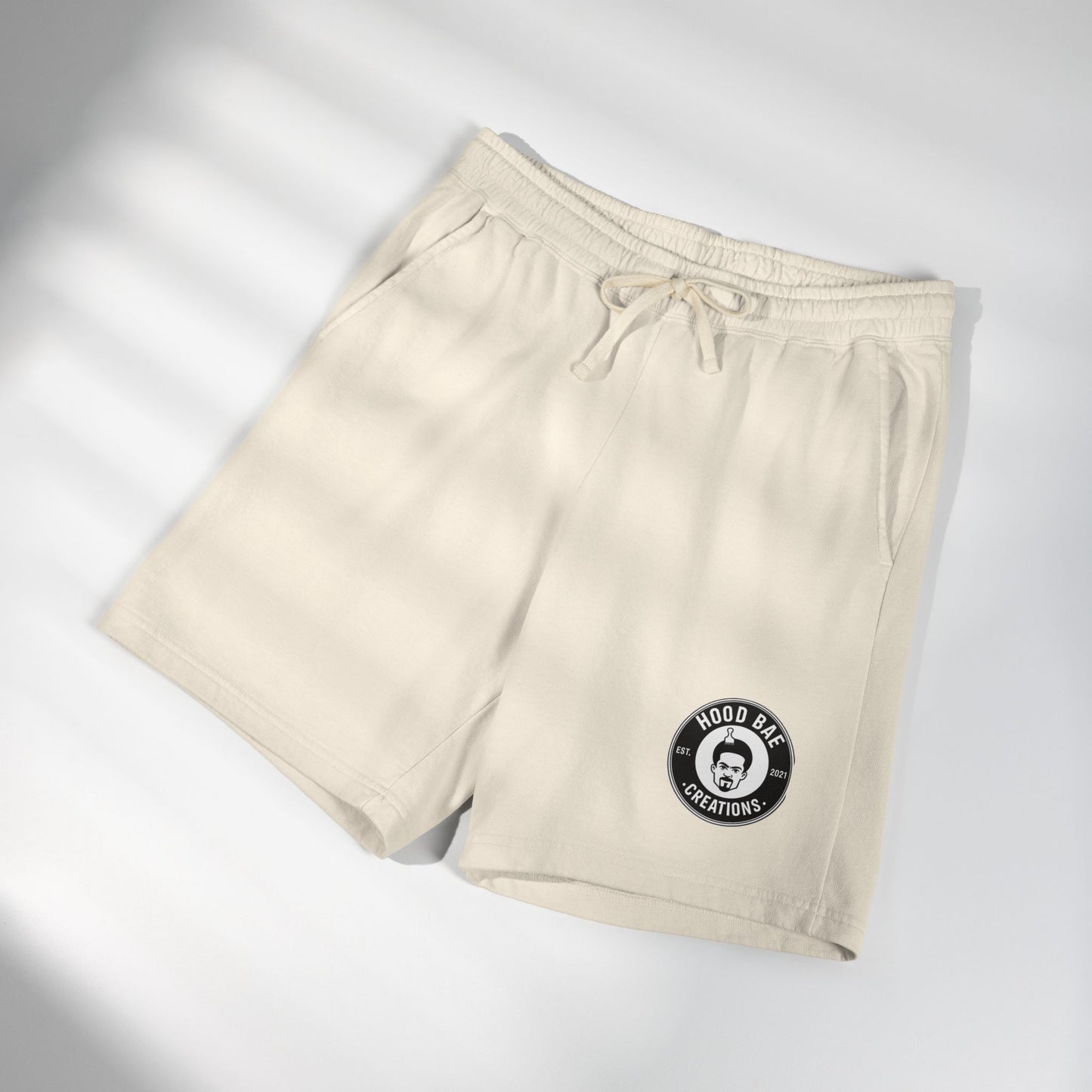 Hoodbae Fleece Sweat Shorts — Lightweight Garment-Dyed Lounge Shorts with Small with Logo