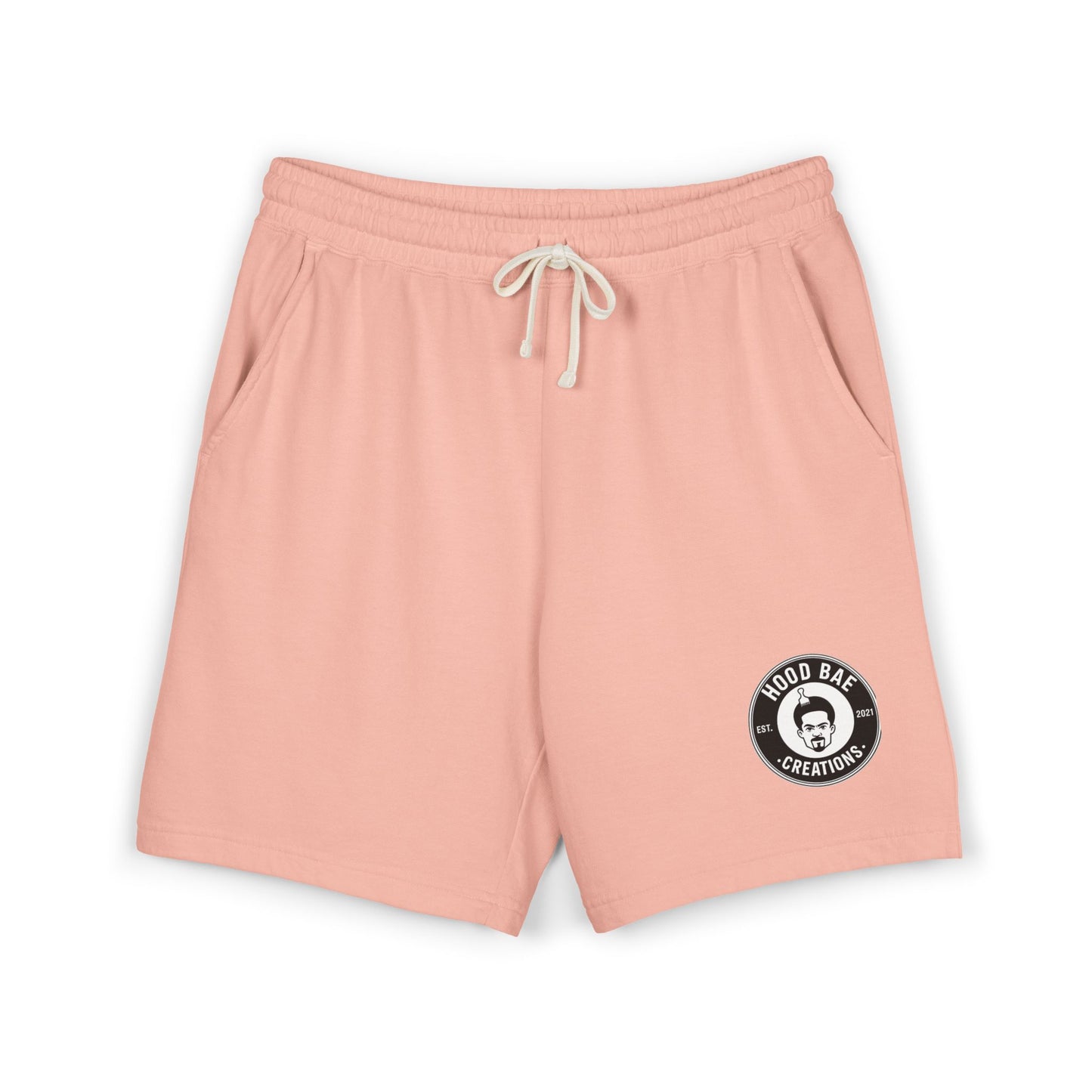 Hoodbae Fleece Sweat Shorts — Lightweight Garment-Dyed Lounge Shorts with Small with Logo