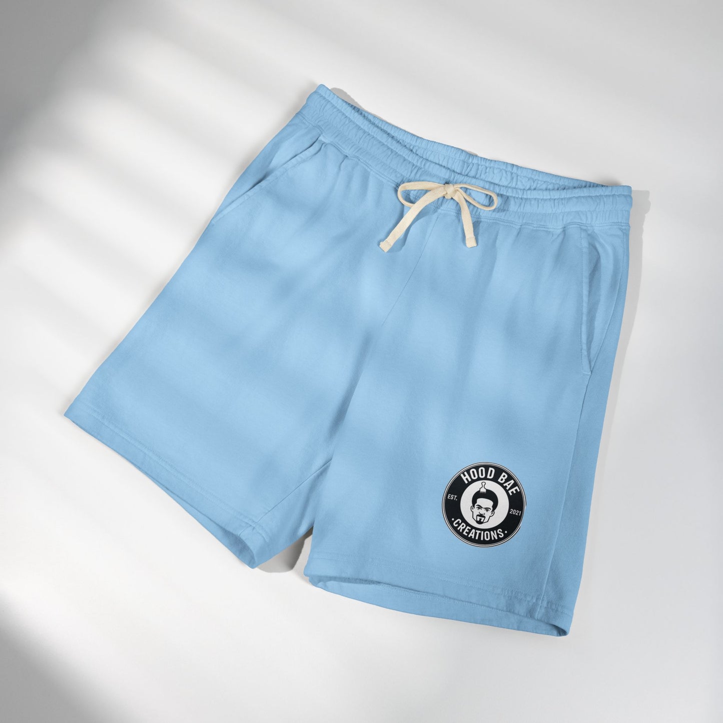 Hoodbae Fleece Sweat Shorts — Lightweight Garment-Dyed Lounge Shorts with Small with Logo