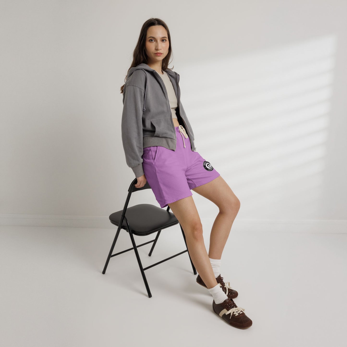 Hoodbae Fleece Sweat Shorts — Lightweight Garment-Dyed Lounge Shorts with Small with Logo