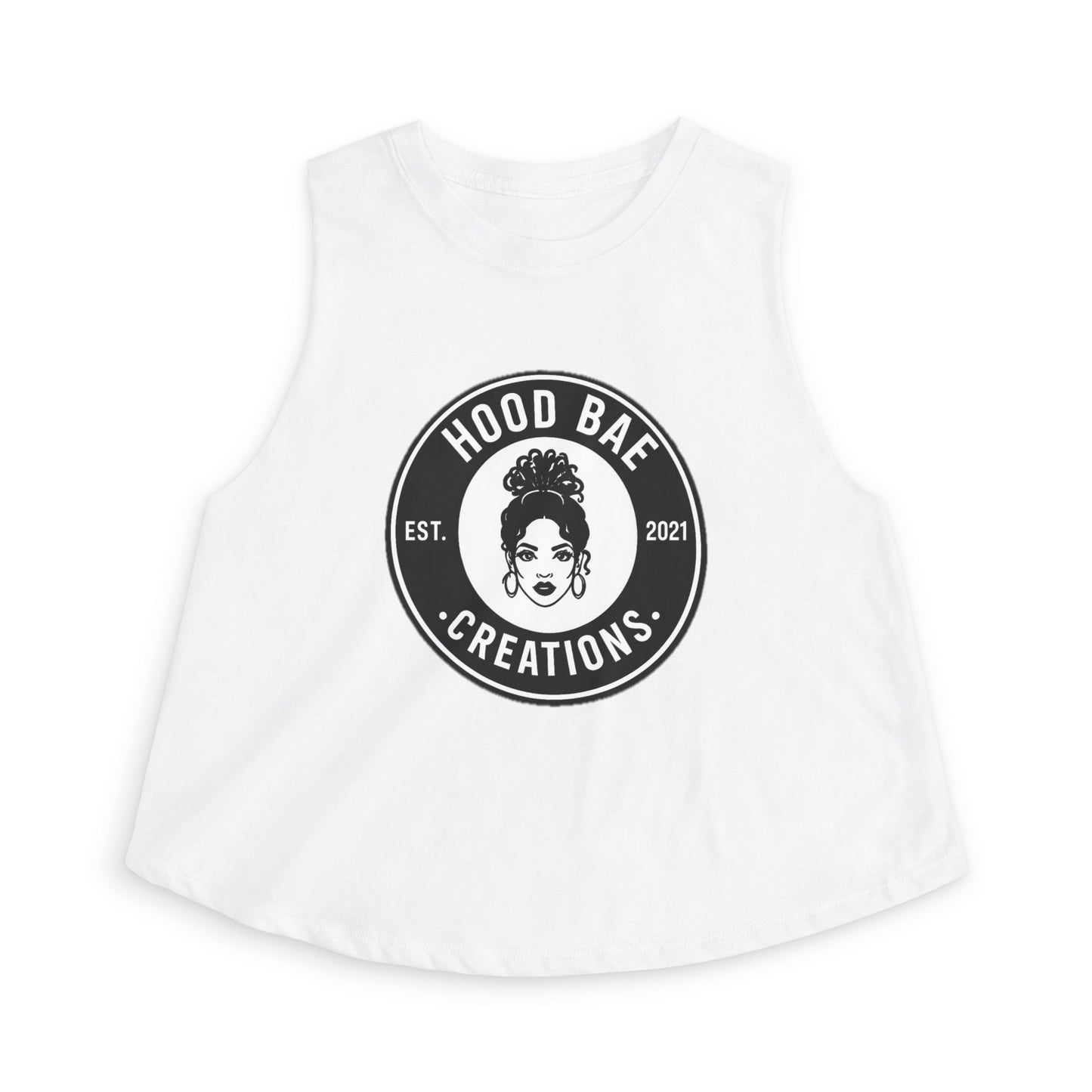 HoodBae Creations Crop Top — Women's Logo Tank, Afro Chic Graphic Top